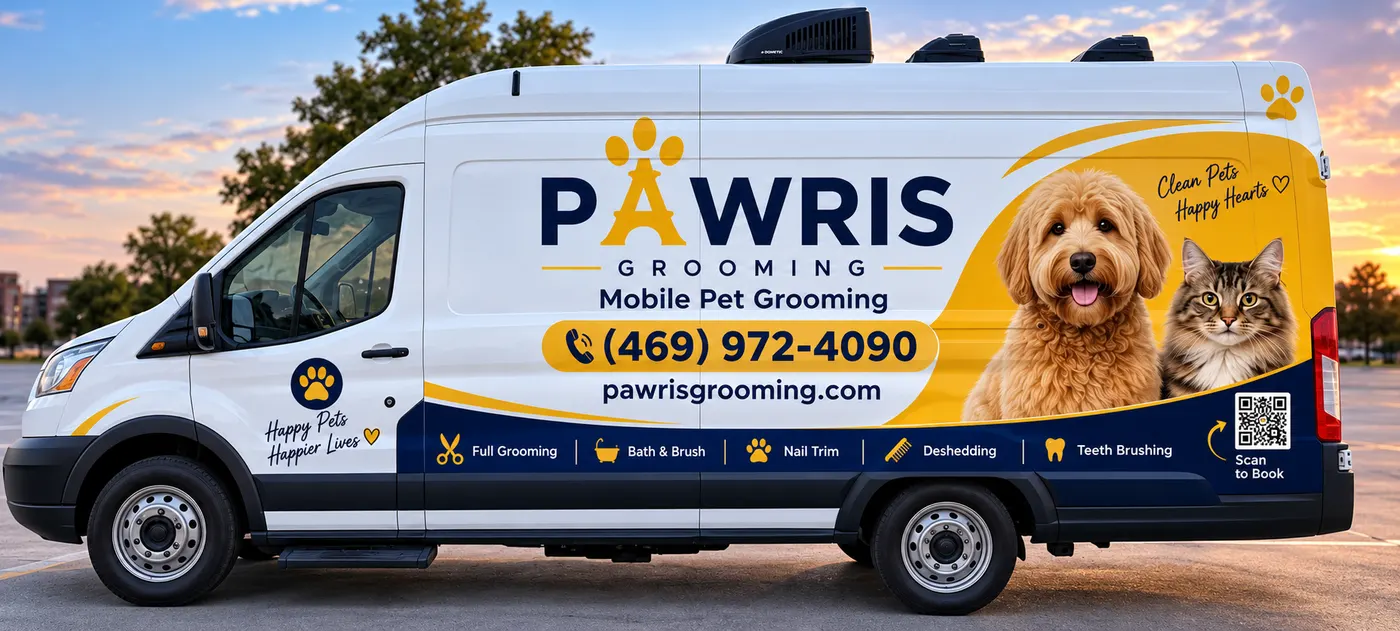 The Pawris Grooming mobile van, our fully equipped studio on wheels
